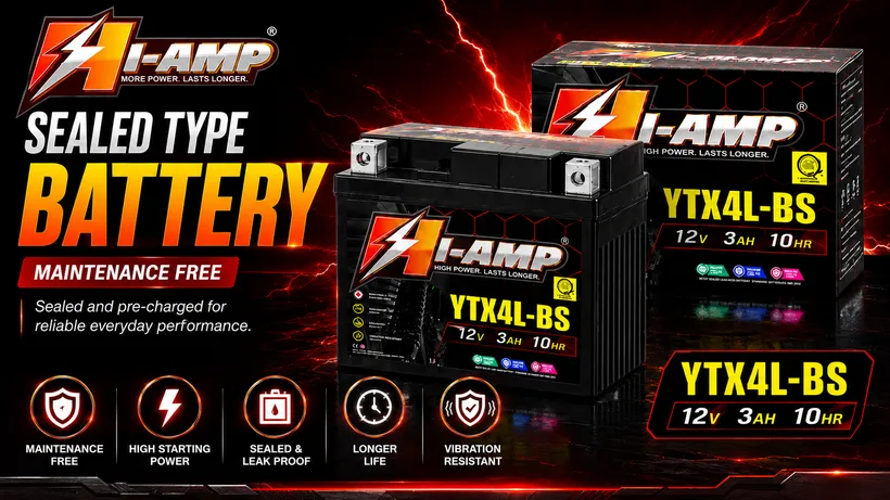 HI-AMP YTX4L-BS Sealed Battery